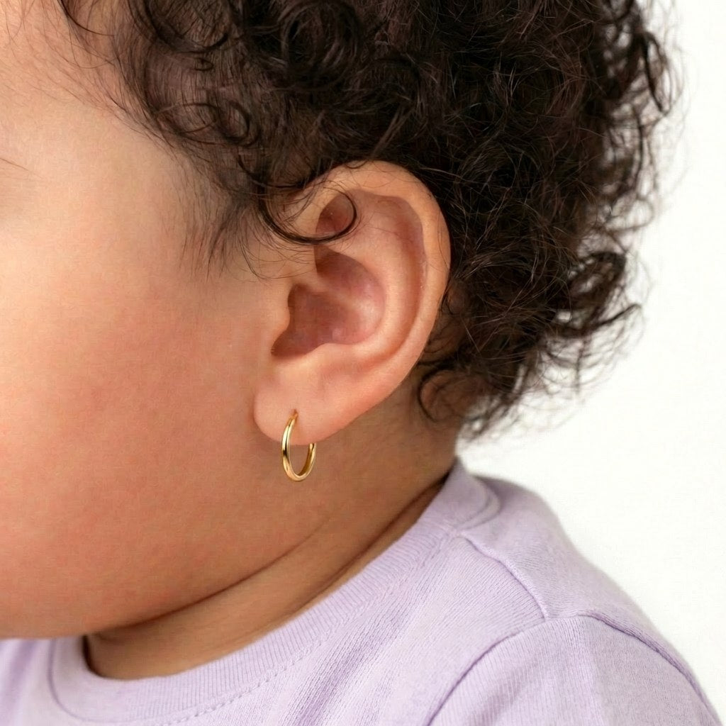 Hoop Earrings Smooth Ring 0.45 g / 1/2 in Yellow Gold 18K