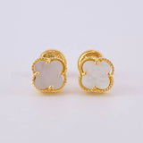 Topos Trébol Nacar Blanco 1.35 g / in / 6.3 mm Oro Amarillo 18K