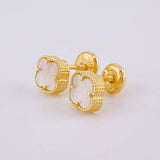 Topos Trébol Nacar Blanco 1.35 g / in / 6.3 mm Oro Amarillo 18K
