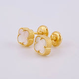 Topos Trebol Blanco 1.3 g / in / 6.3 mm Oro Amarillo 18K
