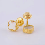 Topos Trébol Nacar Blanco 1.35 g / in / 6.3 mm Oro Amarillo 18K