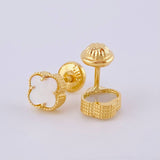 Topos Trebol Blanco 1.3 g / in / 6.3 mm Oro Amarillo 18K