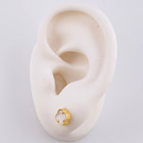 Clover White Stud Earrings 1.35 g / in / 6.1 mm Yellow Gold 18K
