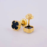 Topos Trébol Ónix Negro 1.4 g / in / 6.3 mm Oro Amarillo 18K