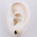 Stud Earrings Clover Black Onyx 1.35 g / in / 6.3 mm Yellow Gold 18K