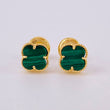 Clover Stud Earrings Green 1.3 g / in / 6.3 mm Yellow Gold 18K