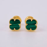 Clover Stud Earrings Green 1.3 g / in / 6.3 mm Yellow Gold 18K