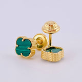 Clover Stud Earrings Green 1.3 g / in / 6.3 mm Yellow Gold 18K