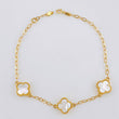 Pulso Trebol Nacar Blanco Diamantado 4.15gr / 7 3/4 in / 10mm Oro Amarillo Nac.Esp. 18K