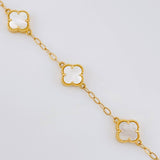 Pulso Trebol Nacar Blanco Diamantado 4.15gr / 7 3/4 in / 10mm Oro Amarillo Nac.Esp. 18K