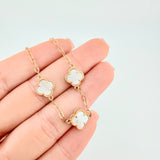 Pulso Trebol Nacar Blanco Diamantado 4.15gr / 7 3/4 in / 10mm Oro Amarillo Nac.Esp. 18K