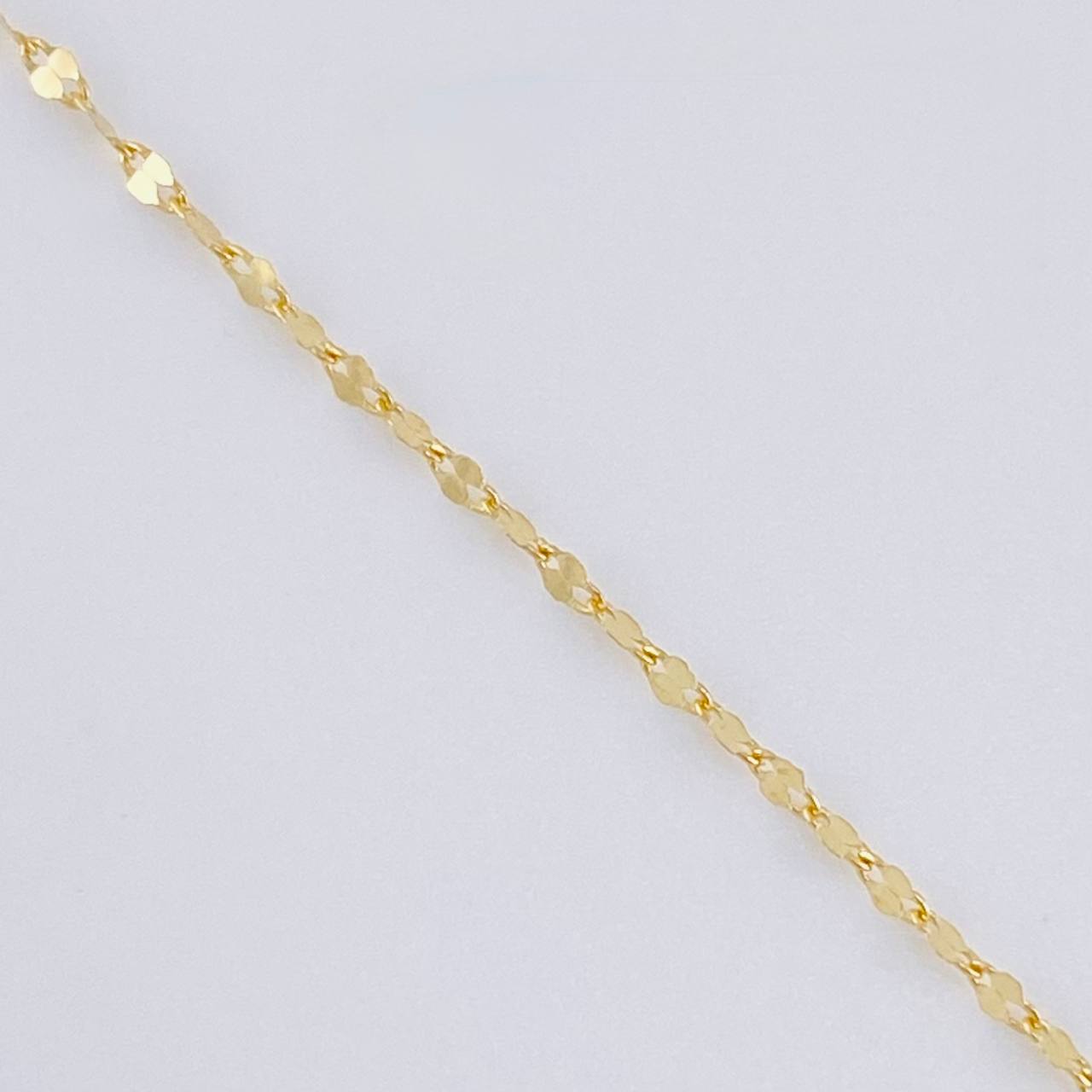 Set Mirror Flower Chain + Heart Pendant / 1.3gr / 19 3/4 in 18K Yellow Gold