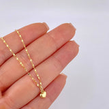 Mirror Flower Chain Set + Heart Pendant / 1.3gr / 19 3/4 in 18K Yellow Gold