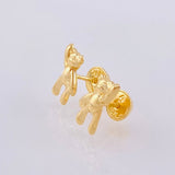 Stud Earrings Bear Hand Up 0.9gr / 1.03cm 18K Yellow Gold *