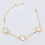 Pulso Trebol Nacar Blanco 4.5gr / 7 1/4 in / 10mm Oro Amarillo Nac.Esp. 18K ©