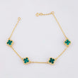 Pulso Modulable Trebol Malaquita Verde 4.45 g / 7 1/4 in - 6 1/2 in / 1.36 mm Oro Amarillo 18K