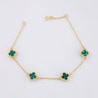 Pulso Trebol Malaquita Verde 4gr / 7 in / 7mm Oro Amarillo Nac.Esp. 18K