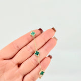 Pulso Trebol Malaquita Verde 4gr / 7 in / 7mm Oro Amarillo Nac.Esp. 18K
