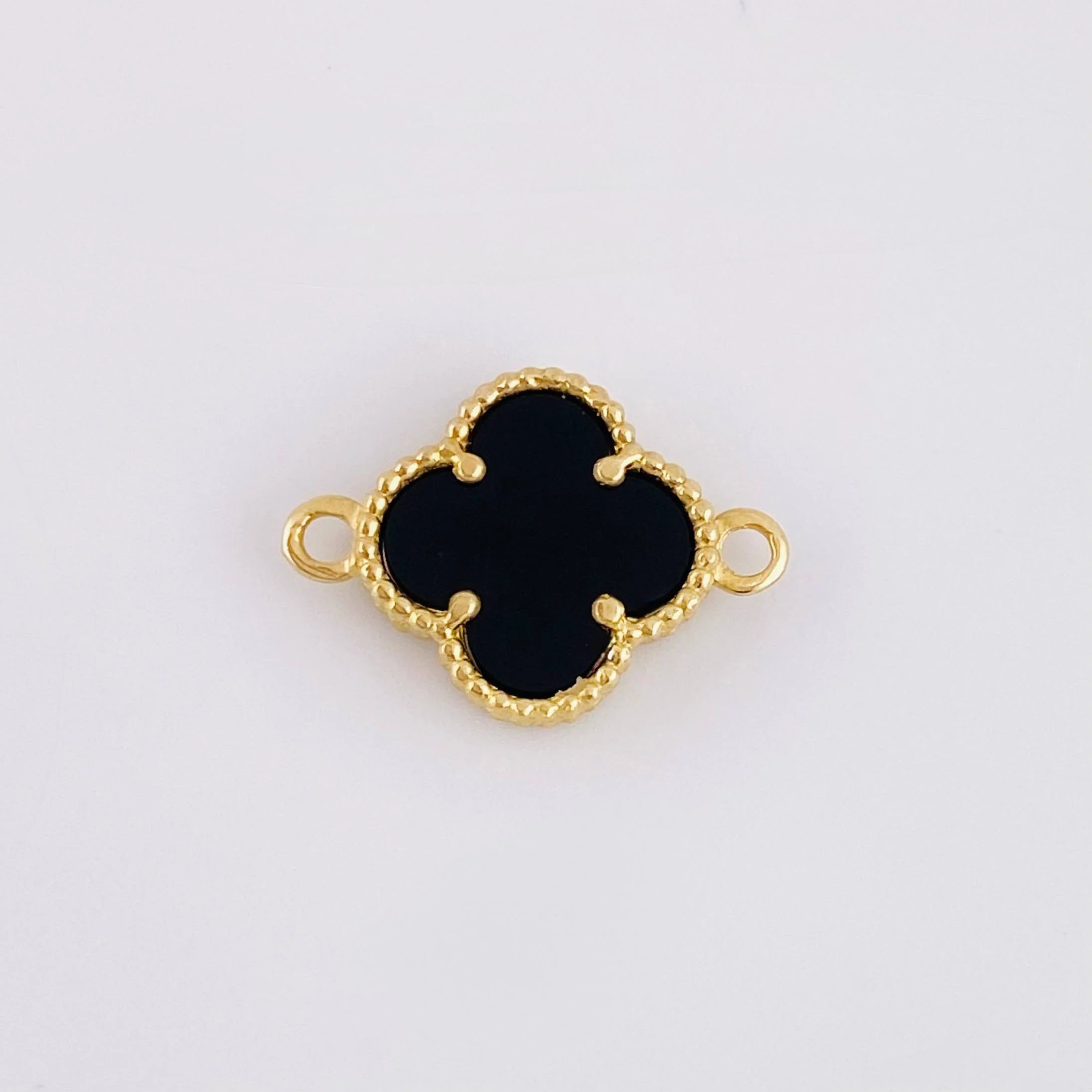Herraje Trebol Onix Negro 0.75 g / 1/2 in Oro Amarillo 18K