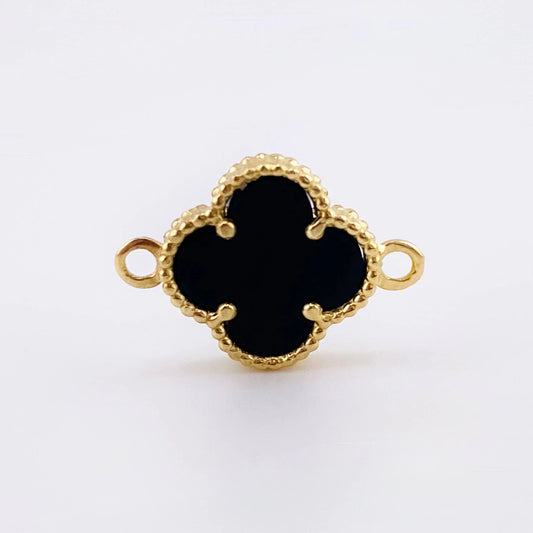 Charm Clover Black Onyx 0.8 g / 1/2 in Yellow Gold 18K