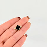 Herraje Trebol Onix Negro 0.8 g / 1/2 in Oro Amarillo 18K