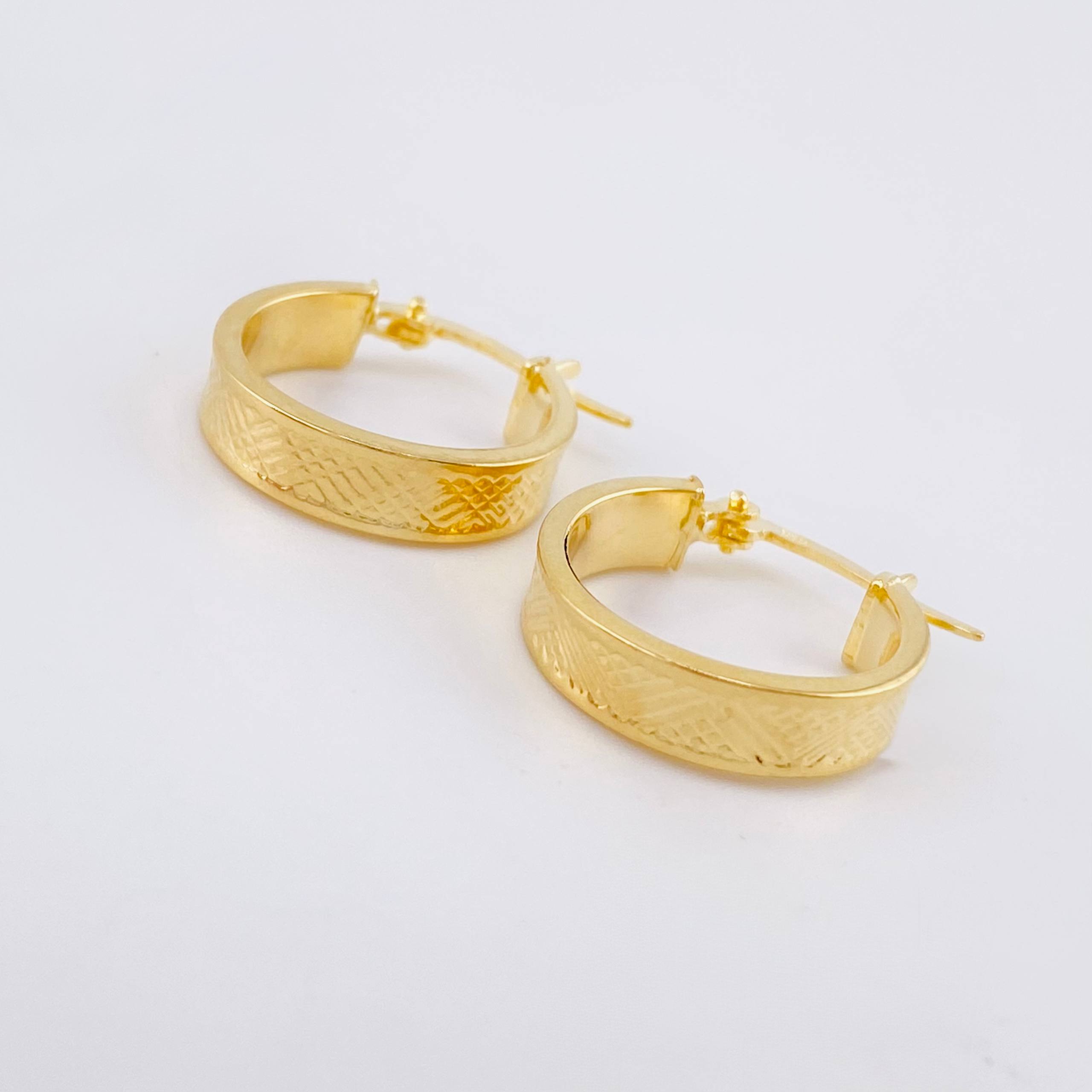 Hoop Earrings Tribal 1.9gr / 3/4 in / Yellow Gold 18K *