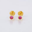 Bezel Pink Sapphire Stud Earrings 26pts 0.95gr / 3.8mm 18K Yellow Gold *