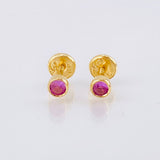 Bezel Pink Sapphire Stud Earrings 26pts 0.95gr / 3.8mm 18K Yellow Gold *