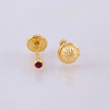 Ruby Stud Earrings 6pts 0.65gr / 2.4mm 18K Yellow Gold *
