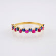 Channel Ring Blue Fuchsia Sapphires 74pts 1.8gr / T7 / 18K Yellow Gold *