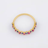 Channel Ring Blue Fuchsia Sapphires 74pts 1.8gr / T7 / 18K Yellow Gold *