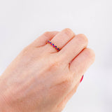 Channel Ring Blue Fuchsia Sapphires 74pts 1.8gr / T7 / 18K Yellow Gold *