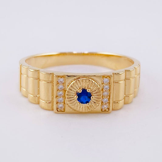 Anillo Sello Aro Rayado 4.3g / T10 1/2 Oro Amarillo 18K