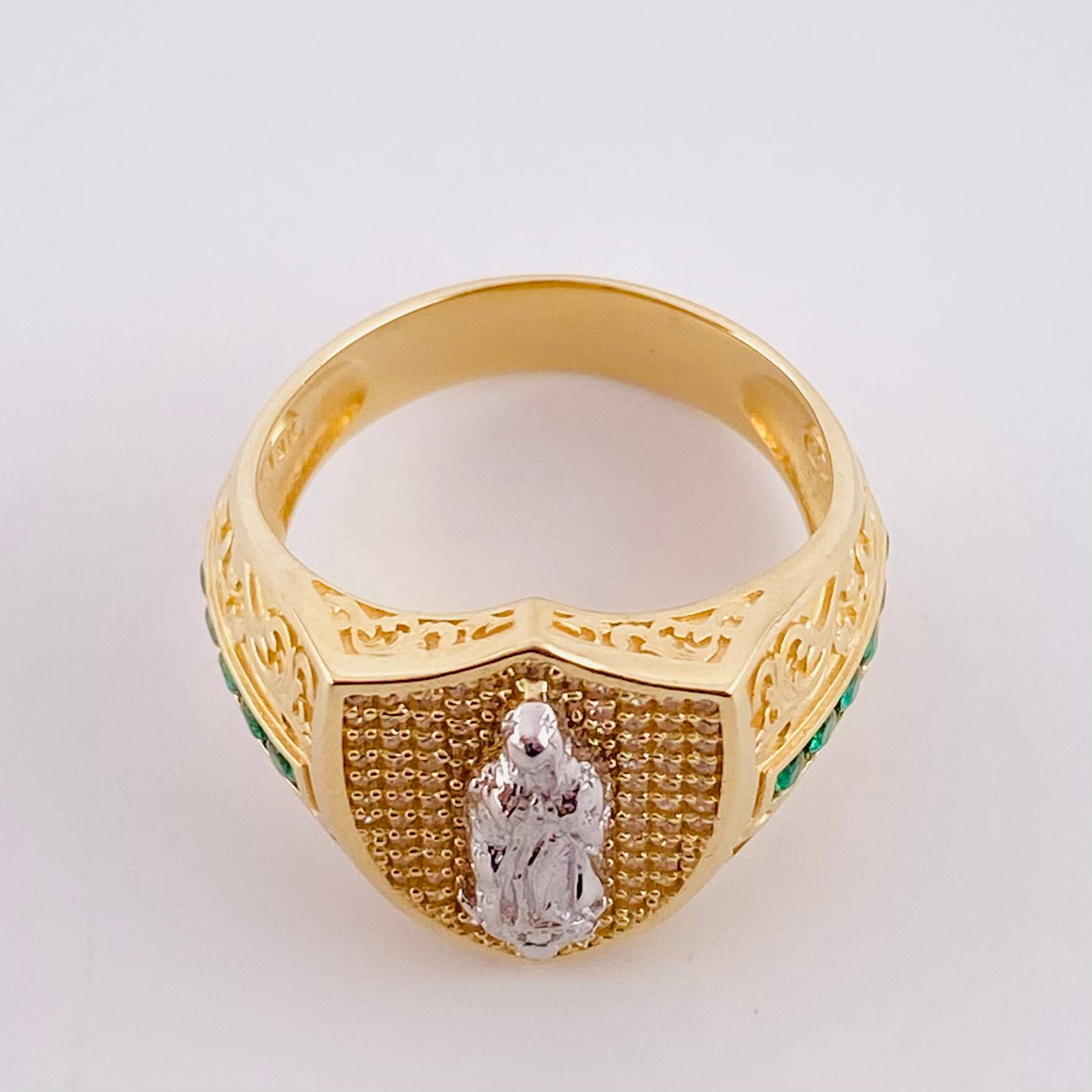 Anillo Escudo Virgen Guadalupe 12.65g / T11 1/2 Dos Oros Amarillo Blanco 18K