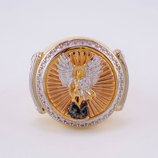Anillo Sello San Miguel 10.75g / T9 1/2 Tres Oros 18K