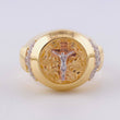 Anillo Sello Cruz Cristo 14.6g / T11 1/2 Tres Oros 18K
