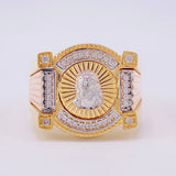 Anillo Sello Rectangular Cristo 11.7g / T10 1/2 Tres Oros 18K