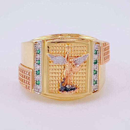 Anillo Sello Rectangular San Miguel 7.85g / T10 Tres Oros 18K