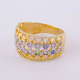 Anillo Canasta Corazones 5.4g / T8 1/4 Dos Oros Amarillo Blanco 18K