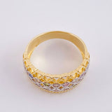 Anillo Canasta Corazones 5.4g / T8 1/4 Dos Oros Amarillo Blanco 18K