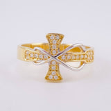 Infinity Cross Ring 3.2g / Size 8 Two-Tone Yellow White Gold 18K