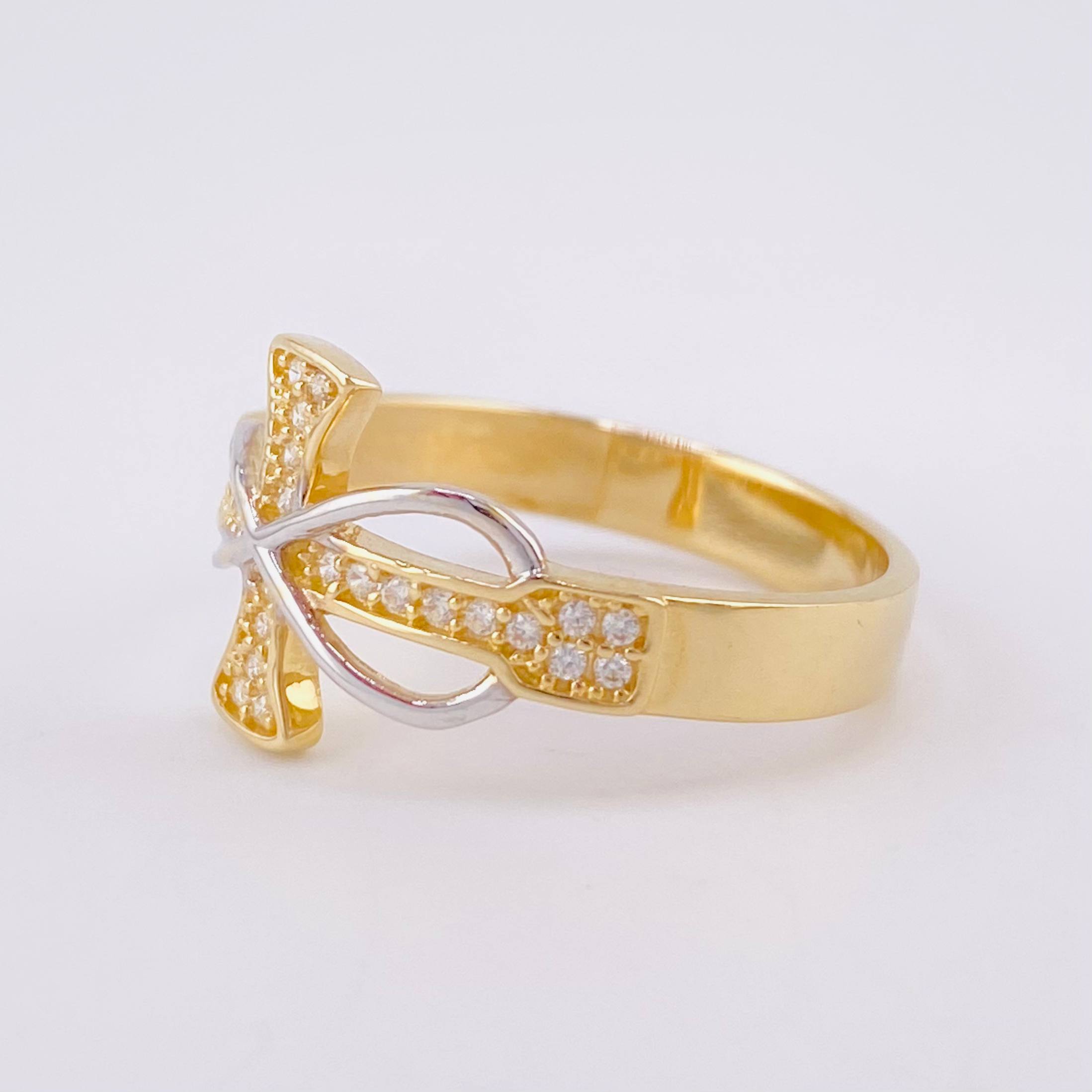 Infinity Cross Ring 3.2g / Size 8 Two-Tone Yellow White Gold 18K