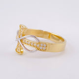 Infinity Cross Ring 3.2g / Size 8 Two-Tone Yellow White Gold 18K