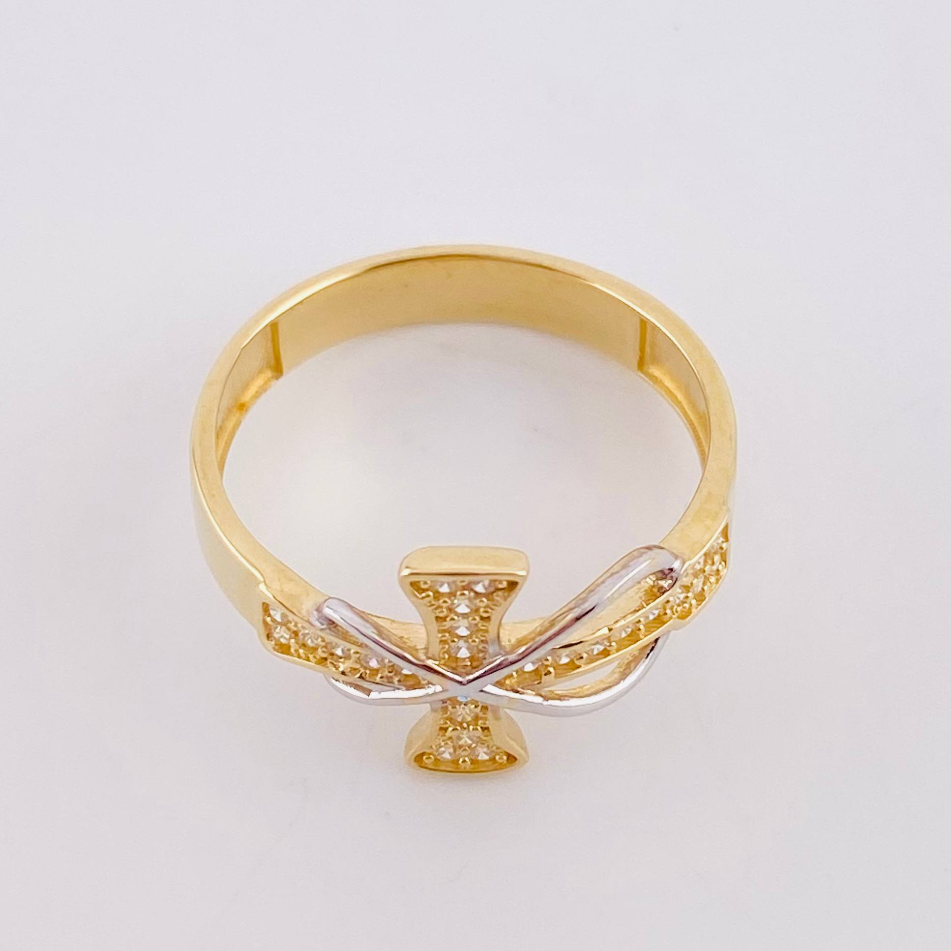 Infinity Cross Ring 3.2g / Size 8 Two-Tone Yellow White Gold 18K