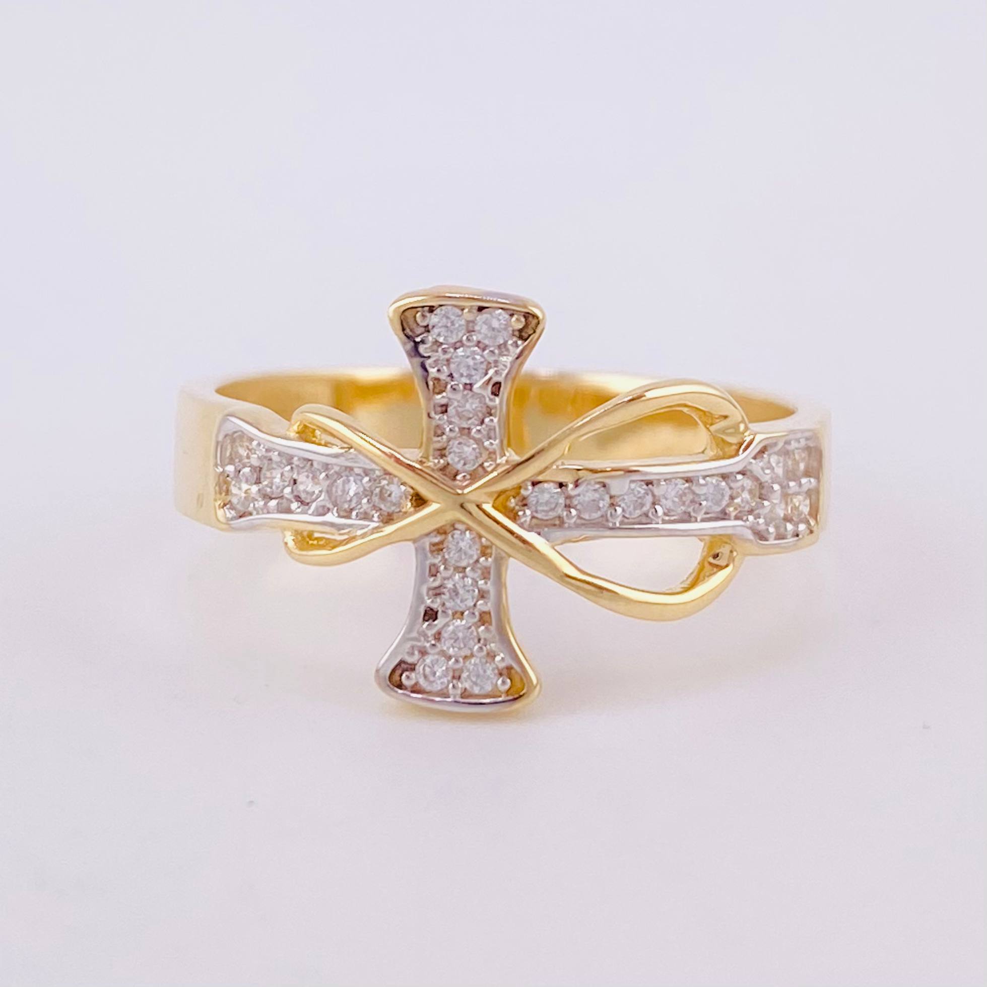 Anillo Cruz Infinito 2.95g / T6 3/4 Oro Amarillo 18K