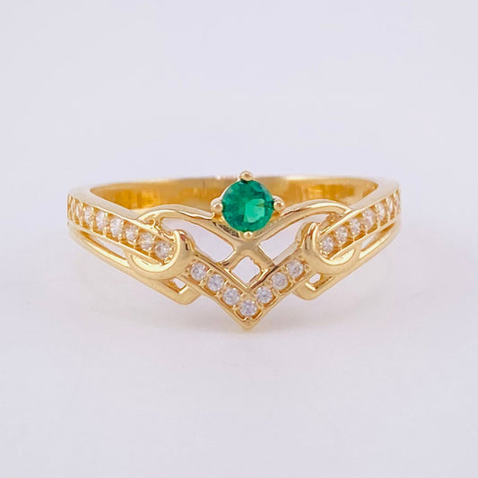 Tiara V Solitaire Ring 2.65g / T7 3/4 Yellow Gold 18K