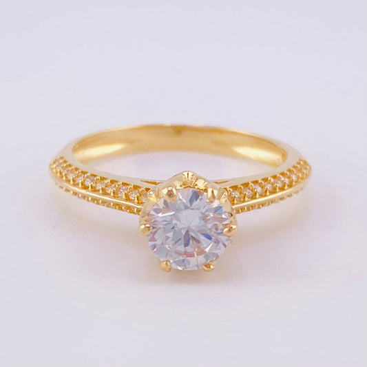 Basket Solitaire Ring 3.7g / Size 7 3/4 Yellow Gold 18K