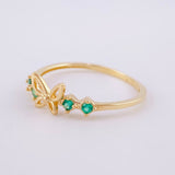 Anillo Silueta Mariposa Zirconias 1.4g / T6 3/4 Oro Amarillo 18K