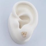 Stud Earrings Trio Flowers 1.05gr / White Zircons Yellow Gold 18K $