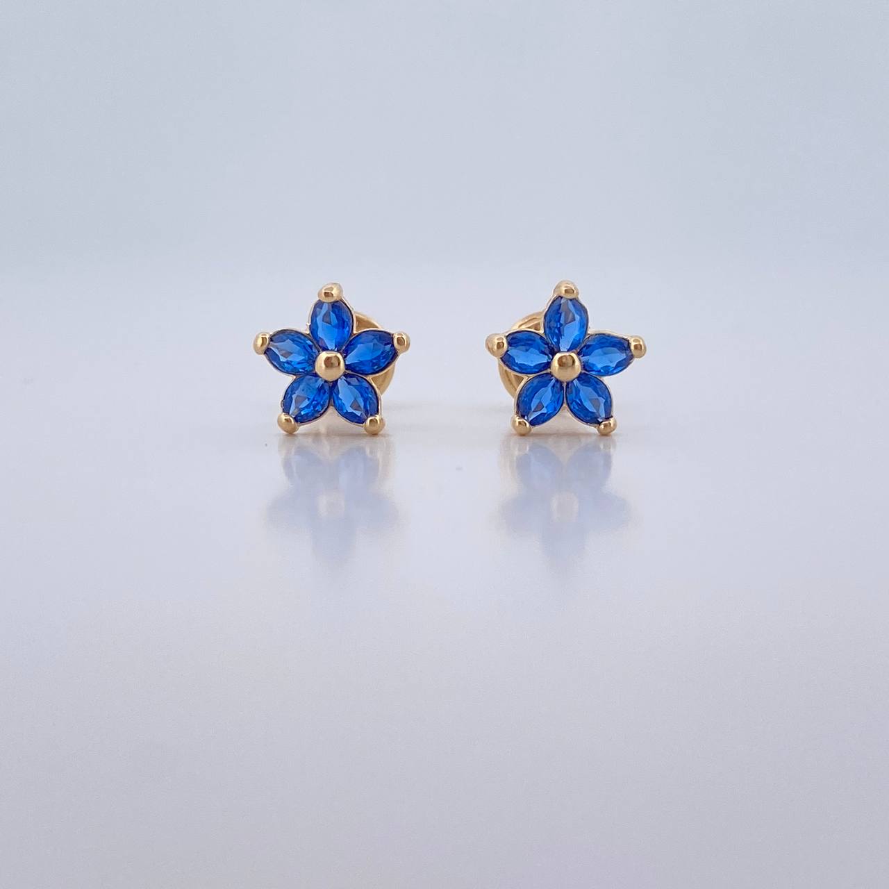 Topos Flor 0.9gr / Circones Azules Oro Amarillo 18K $